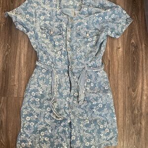 Vintage 90s Denim Romper Tie Button
Floral Gloria Vanderbilt Pocket cotton large